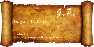 Goger Patrik névjegykártya